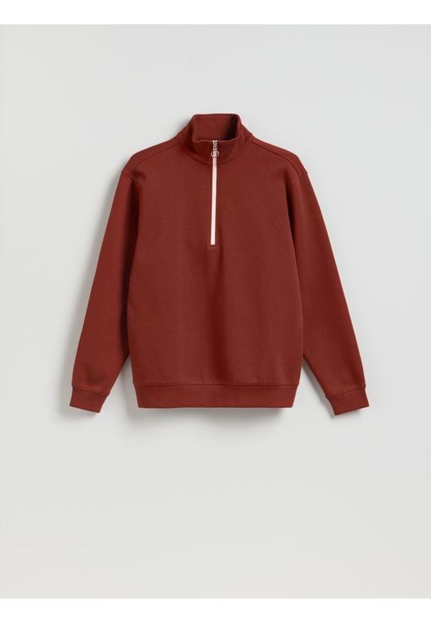 Reserved - Bawełniana bluza regular fit - bordowy. Kolor: czerwony. Materiał: bawełna