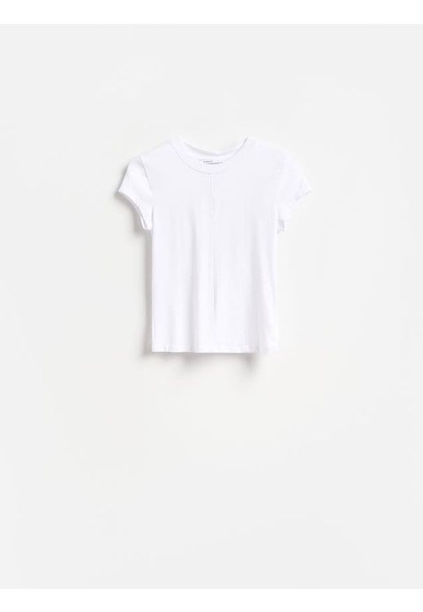 Reserved - T-shirt z modalem - biały. Kolor: biały. Materiał: bawełna, dzianina