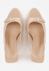 Born2be - Ciemnobeżowe Lakierowane Sandały VICES na Szpilce z Odkrytą Piętą i Klamrą Haziel. Okazja: na co dzień. Zapięcie: klamry. Kolor: beżowy. Materiał: lakier. Wzór: koronka. Obcas: na szpilce. Styl: casual, elegancki #3