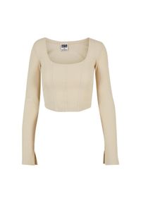 Damska koszulka crop top z długim rękawem Urban Classics. Kolor: biały. Długość rękawa: długi rękaw. Długość: długie. Styl: elegancki #1