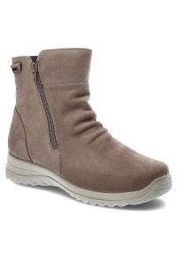 Szare Botki G-Comfort Ocieplane Buty Damskie. Okazja: na co dzień. Zapięcie: zamek. Kolor: szary. Materiał: futro, skóra. Wzór: aplikacja. Obcas: na obcasie. Styl: casual, elegancki. Wysokość obcasa: niski