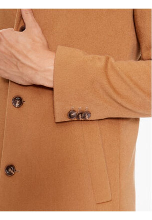 BOSS - Boss Płaszcz wełniany H-Hyde-C-224 50485199 Brązowy Regular Fit. Kolor: brązowy. Materiał: wełna