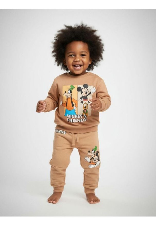 Sinsay - Spodnie dresowe 2 pack Mickey Mouse - brązowy. Kolor: brązowy. Materiał: dresówka. Wzór: motyw z bajki