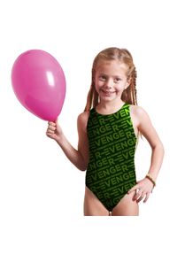 R-EVENGE - Klasyczny jednoczęściowy kostium kąpielowy R-evenge w kwasowej zieleni. Kolor: zielony. Materiał: poliester