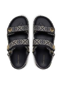 Tory Burch Sandały T Monogram Kira Sport 155154 Szary. Kolor: szary. Materiał: materiał. Styl: sportowy
