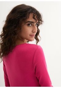 bonprix - Bluzka z długim rękawem z czystej bawełny organicznej. Kolor: różowy. Materiał: bawełna. Długość rękawa: długi rękaw. Długość: długie. Wzór: prążki #2