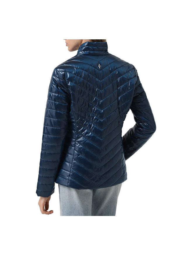 skechers - Kurtka sportowa damska GO Shield Shine Jacket. Kolor: niebieski. Materiał: poliester. Styl: sportowy