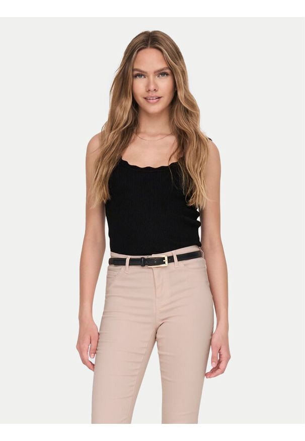 JDY Top Nanna 15290585 Czarny Slim Fit. Kolor: czarny. Materiał: wiskoza