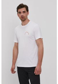 Rip Curl T-shirt męski kolor biały z nadrukiem. Okazja: na co dzień. Kolor: biały. Materiał: dzianina. Wzór: nadruk. Styl: casual