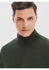 Pako Lorente - PAKO LORENTE - Zielony rozpinany sweter męski. Okazja: na co dzień. Kolor: szary, zielony. Materiał: poliamid, wiskoza. Wzór: gładki. Sezon: jesień. Styl: casual #7