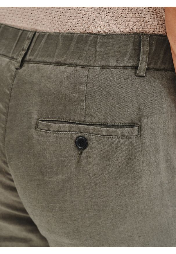 Pako Lorente - PAKO LORENTE - Lniane szorty męskie w kolorze zielonym. Okazja: na co dzień. Kolor: zielony, niebieski. Materiał: len. Długość: krótkie. Wzór: gładki. Sezon: lato. Styl: casual