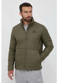 Adidas - adidas kurtka męska kolor zielony zimowa. Kolor: zielony. Wzór: nadruk. Sezon: zima #1