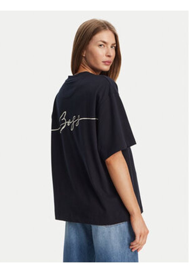 BOSS T-Shirt C_Eboyfriend_4 50540441 Granatowy Relaxed Fit. Kolor: niebieski. Materiał: bawełna