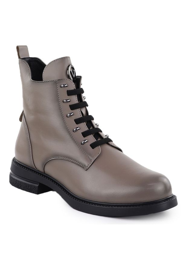 Botki damskie taupe Vinceza 26-58578. Materiał: skóra ekologiczna