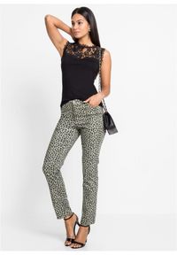 bonprix - Top z miękkiej mieszanki wiskozy. Kolor: czarny. Materiał: wiskoza, koronka. Wzór: koronka #3