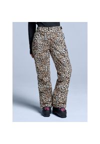 POEDERBAAS - Spodnie narciarskie damskie – Arcty - 2L ocieplana – wzór w panterkę. Kolor: brązowy. Materiał: poliester. Wzór: motyw zwierzęcy. Sezon: zima. Sport: narciarstwo #1