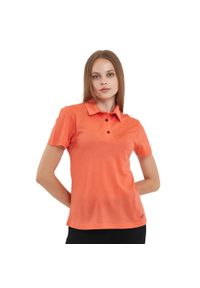 WOOLONA - Koszulka Polo Damska Sportowa Woolona 100% Merino. Typ kołnierza: polo. Kolor: pomarańczowy. Styl: sportowy