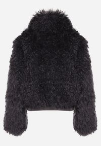 Born2be - Granatowa Krótka Kurtka Futerko z Wysokim Kołnierzem i Długim Włosiem Lanalia. Okazja: na co dzień, na spacer. Kolor: niebieski. Materiał: futro. Długość: krótkie. Styl: casual #4