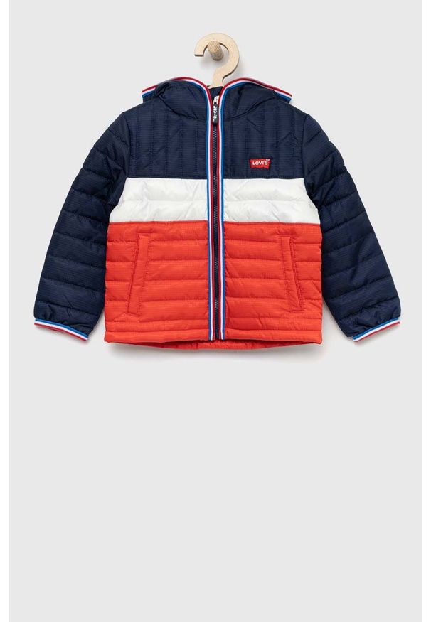 Levi's® - Levi's kurtka dziecięca kolor granatowy. Okazja: na spotkanie biznesowe, na co dzień. Typ kołnierza: kaptur. Kolor: niebieski. Styl: biznesowy, casual