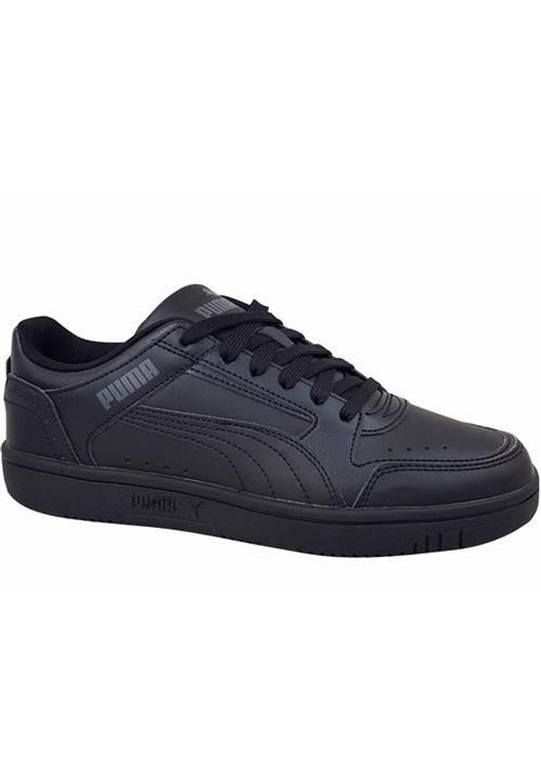 Buty do chodzenia dla dzieci Puma Rebound Joy LO JR. Zapięcie: sznurówki. Kolor: czarny. Materiał: materiał, tkanina, syntetyk, guma. Szerokość cholewki: normalna. Sport: turystyka piesza