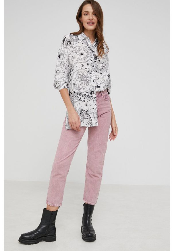 Answear Lab jeansy bawełniane damskie high waist. Stan: podwyższony. Kolor: fioletowy. Styl: wakacyjny