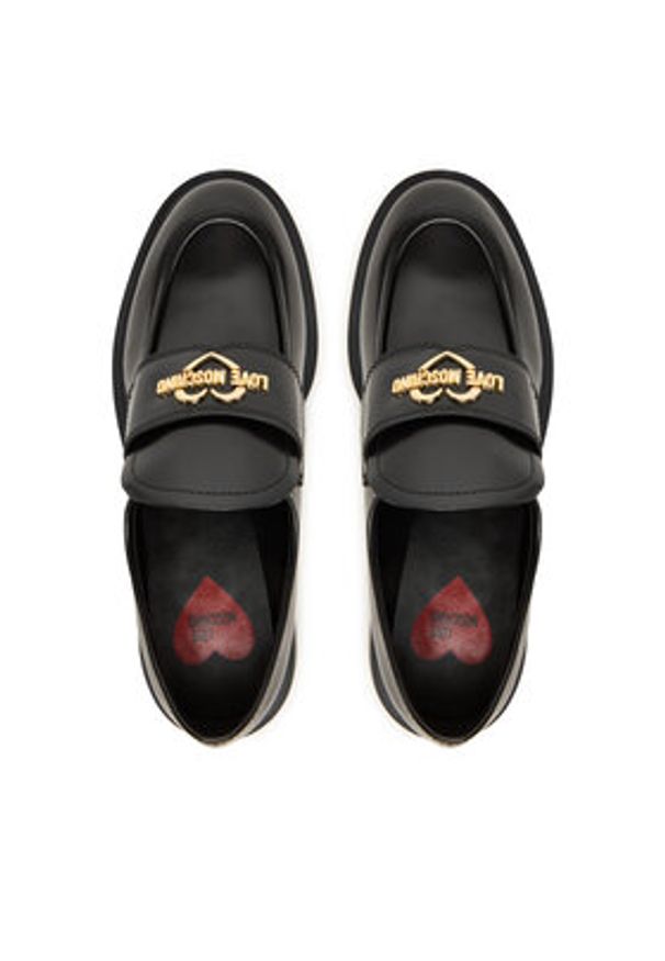 Love Moschino - LOVE MOSCHINO Loafersy JA10404G1NJD000041 Czarny. Kolor: czarny. Materiał: skóra