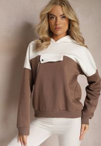 Renee - Brązowa Bawełniana Bluza z Kapturem i Łańcuszkiem Ambriella. Typ kołnierza: kaptur. Kolor: brązowy. Materiał: bawełna