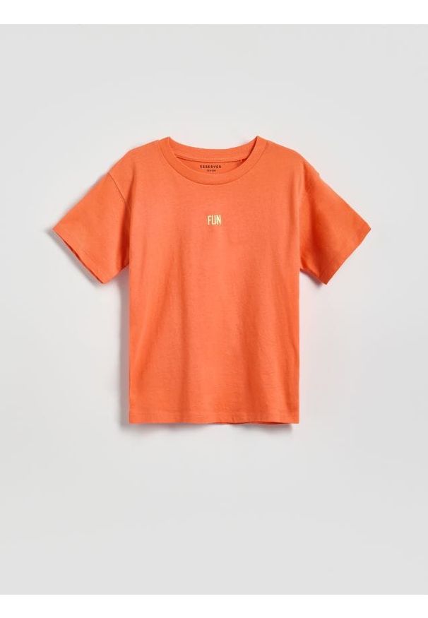 Reserved - Bawełniany t-shirt - czerwony. Kolor: czerwony. Materiał: bawełna