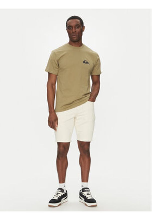 Quiksilver T-Shirt EQYZT08042 Khaki Regular Fit. Kolor: brązowy. Materiał: bawełna