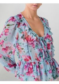 Sinsay - Półprzezroczysta bluzka w kwiatowy wzór - wielobarwny. Wzór: kwiaty #1