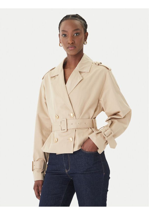 Guess Trencz W6GL21 W1954 Beżowy Regular Fit. Kolor: beżowy. Materiał: syntetyk, bawełna