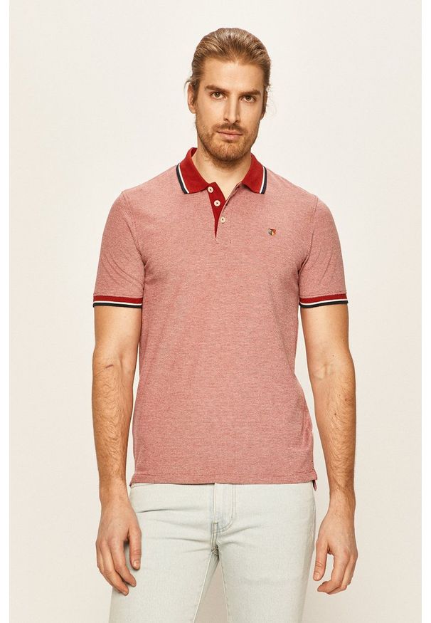 Premium by Jack&Jones - Polo. Okazja: na co dzień. Typ kołnierza: polo. Kolor: czerwony. Materiał: dzianina. Długość: krótkie. Styl: casual