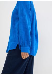 bonprix - Długa bluzka z przewiewnego muślinu. Kolor: niebieski. Materiał: bawełna. Długość: długie #3