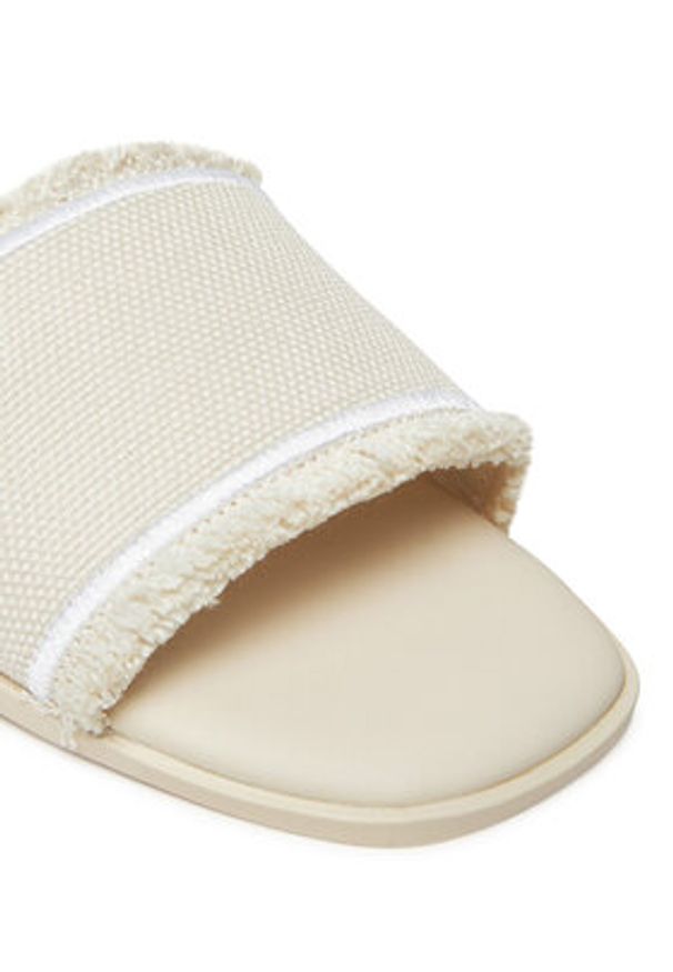 TOMMY HILFIGER - Tommy Hilfiger Klapki Fringe Canvas Flat Sandal FW0FW08908 Beżowy. Kolor: beżowy. Materiał: materiał