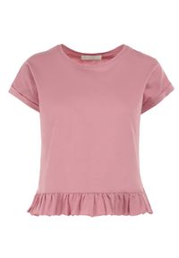 Born2be - Różowy T-shirt Panereia. Okazja: na co dzień. Kolor: różowy. Materiał: dzianina, bawełna. Długość: krótkie. Wzór: gładki. Styl: casual #5