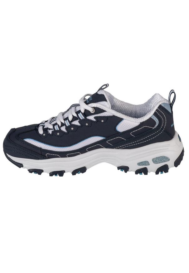 skechers - Buty do chodzenia damskie Skechers D Lites Biggest Fan. Zapięcie: sznurówki. Kolor: czarny, niebieski. Materiał: materiał, skóra, syntetyk. Szerokość cholewki: normalna. Sport: turystyka piesza