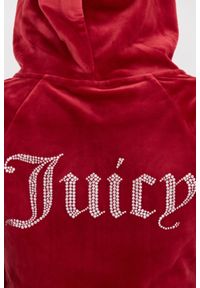 Juicy Couture - JUICY COUTURE Damska czerwona bluza Madison Hoodie. Kolor: czerwony. Materiał: poliester, elastan, materiał. Długość rękawa: długi rękaw. Długość: długie #6