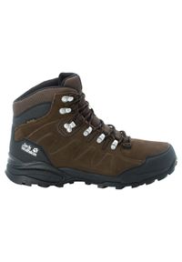 Buty trekkingowe męskie Jack Wolfskin Refugio Texapore Mid. Wysokość cholewki: za kostkę. Zapięcie: sznurówki. Kolor: szary, wielokolorowy, brązowy. Materiał: skóra. Szerokość cholewki: normalna. Sport: turystyka piesza #1