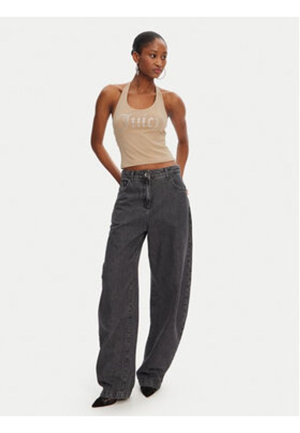 Juicy Couture Top Tied JCWCT125306 Beżowy Slim Fit. Kolor: beżowy. Materiał: bawełna