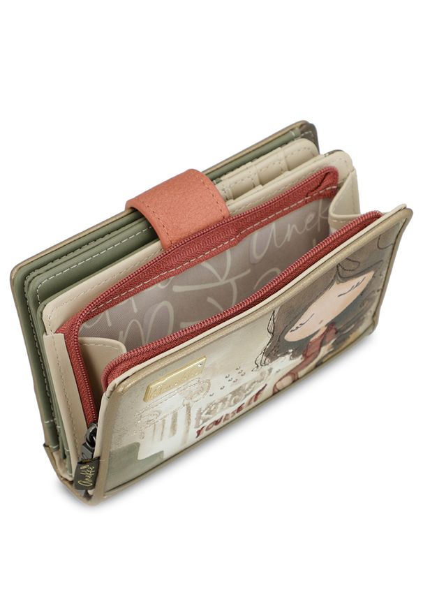 Beżowy Damski Elegancki Portfel Anekke. Kolor: beżowy