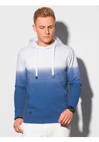 Ombre Clothing - Bluza męska z kapturem B1174 - ciemnoniebieska - XXL. Typ kołnierza: kaptur. Kolor: niebieski. Materiał: jeans, bawełna. Sezon: lato #4