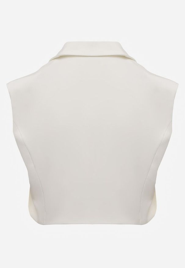 Renee - Biała Kamizelka Garniturowa Zapinana na Guzik Tiamas. Okazja: na co dzień, do pracy, na spotkanie biznesowe. Kolor: biały. Wzór: jednolity. Styl: klasyczny, casual, biznesowy