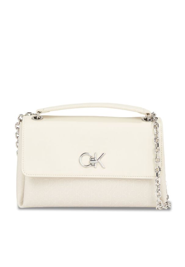 Calvin Klein Torebka Re-Lock Conv Shoulder Bag_Jcq K60K611755 Écru. Materiał: skórzane