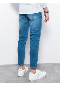 Ombre Clothing - Spodnie męskie jeansowe - indygo P1028 - XXL. Kolor: niebieski. Materiał: jeans