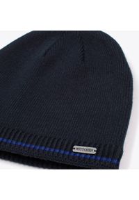 Wittchen - Męska czapka z kolorowym paskiem granatowo-niebieska. Kolor: niebieski. Materiał: wiskoza. Wzór: kolorowy. Sezon: jesień, zima. Styl: klasyczny, elegancki