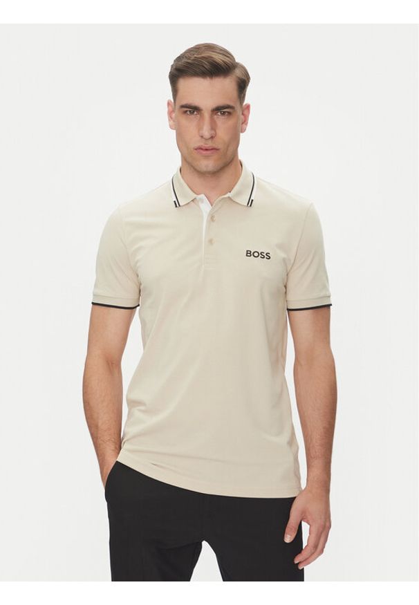 BOSS Polo Paddy Pro 50469102 Beżowy Regular Fit. Typ kołnierza: polo. Kolor: beżowy. Materiał: syntetyk