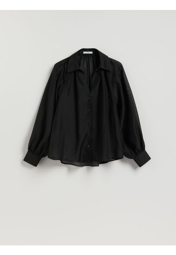 Reserved - Transparentna koszula - czarny. Kolor: czarny. Materiał: tkanina