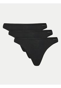 Calvin Klein Underwear Komplet 3 par stringów 000QD5217E Czarny. Kolor: czarny. Materiał: bawełna