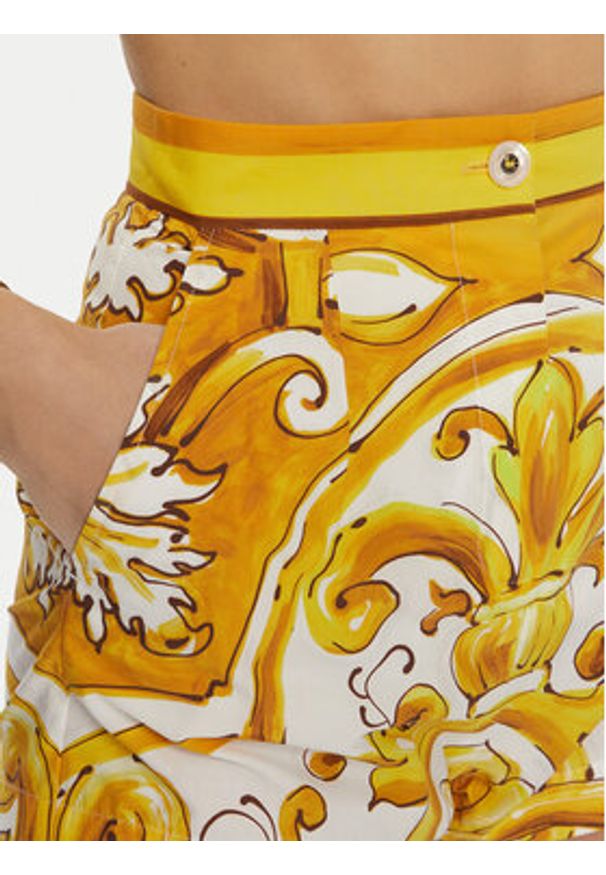 DOLCE & GABBANA - Dolce&Gabbana Szorty materiałowe FTBVIT FI5JV Żółty Regular Fit. Kolor: żółty. Materiał: bawełna