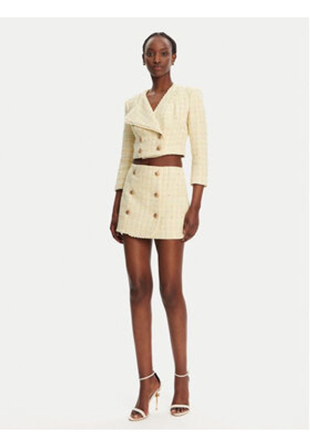 Elisabetta Franchi Marynarka GI-160-52E2-V600 Żółty Regular Fit. Kolor: żółty. Materiał: bawełna